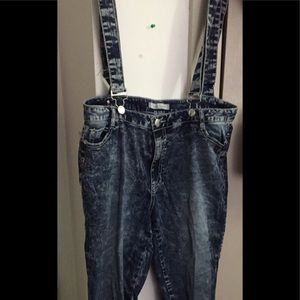 Washed-out Denim Overalls